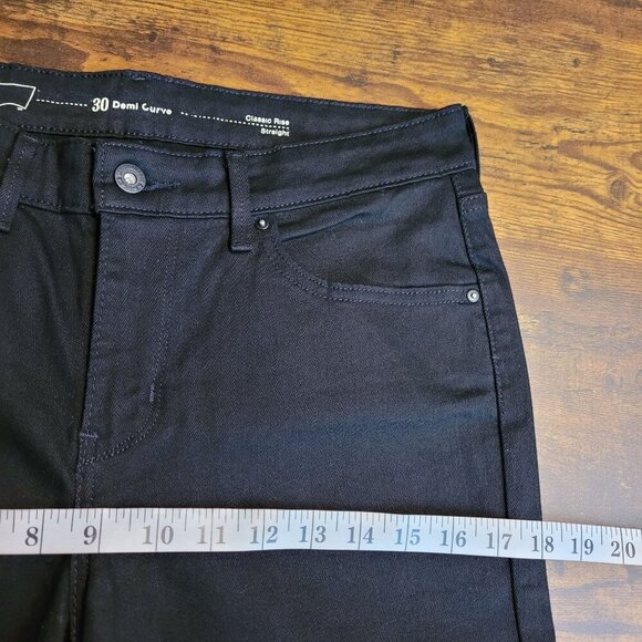 Levi's Jeans Size 30 Demi Curve Straight Mid Rise Black Stretch Denim Western - Picture 9 of 13